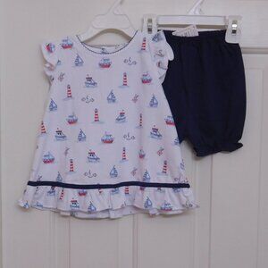 NWT 2pc Kissy Kissy Nautical Sailboat Print Top & Bloomers sz 18-24 Months